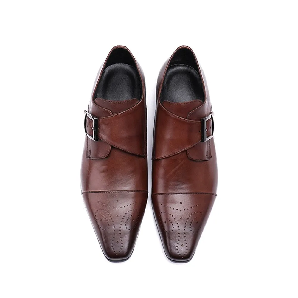 Low Top Monk Strap Captoe Slip on Men Oxfords