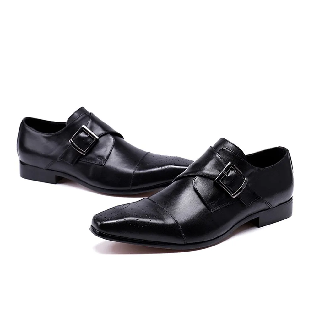 Low Top Monk Strap Captoe Slip on Men Oxfords