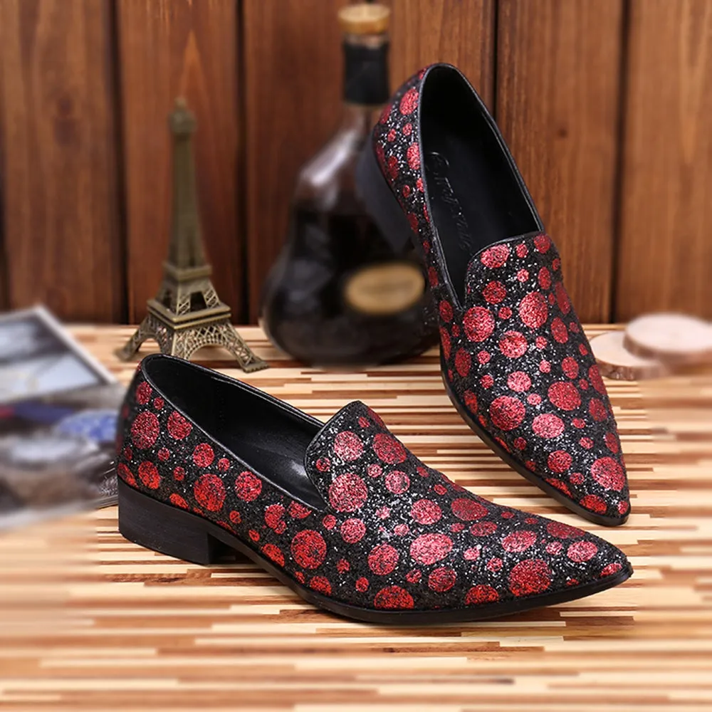 Low Top Slip on Printed Pointed Men Oxfords