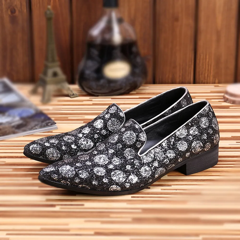 Low Top Slip on Printed Pointed Men Oxfords