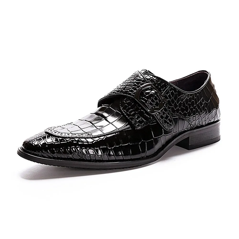 Men Black Formal Monk Strap Dress Shoes