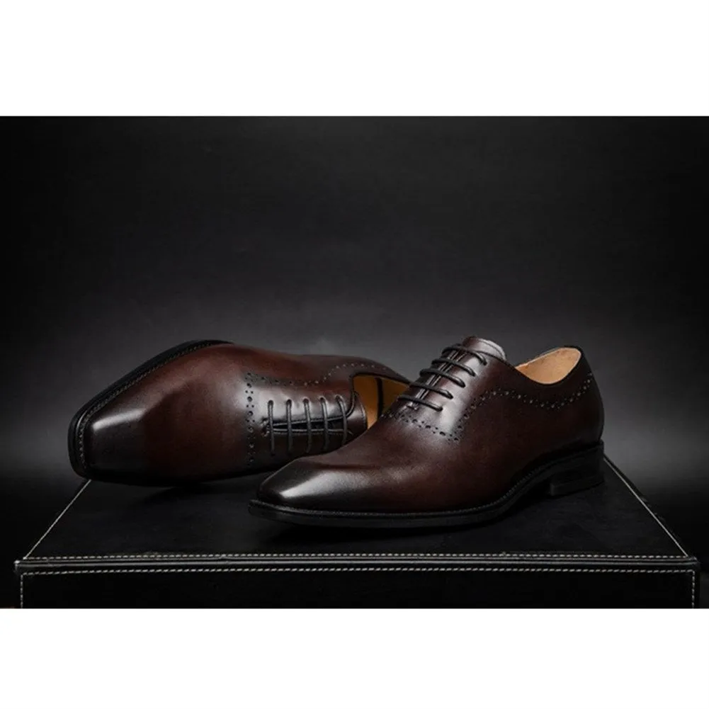 Men Genuine Leather Lace Up Derby Shoes