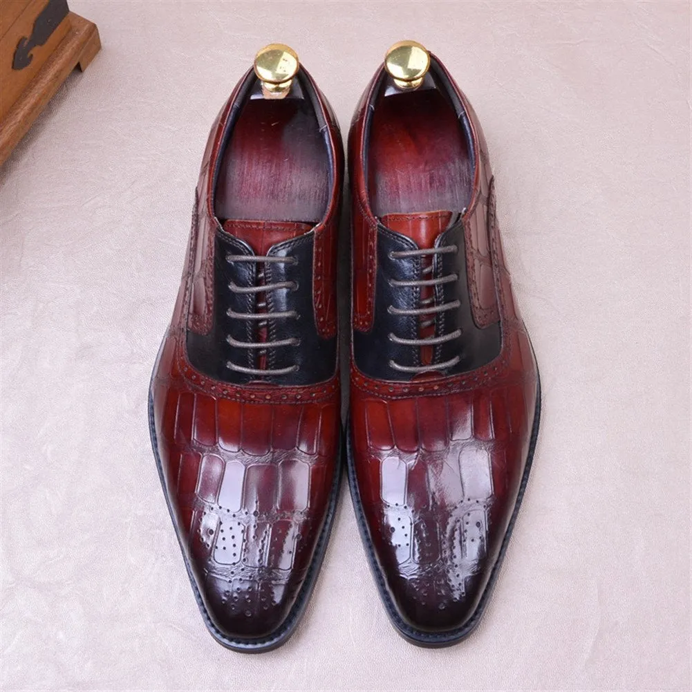 Men Lace Up Pointed Black Oxford Shoes