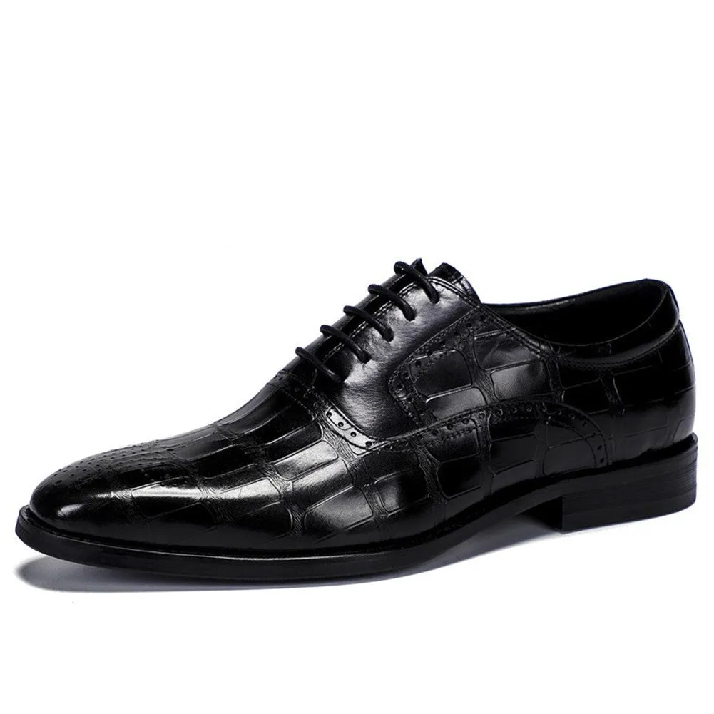 Men Lace Up Pointed Black Oxford Shoes