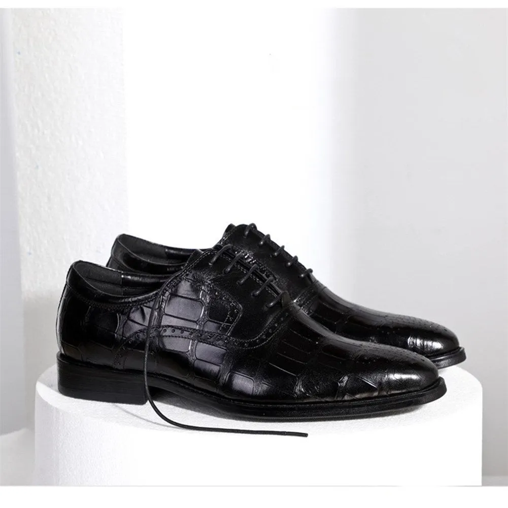 Men Lace Up Pointed Black Oxford Shoes