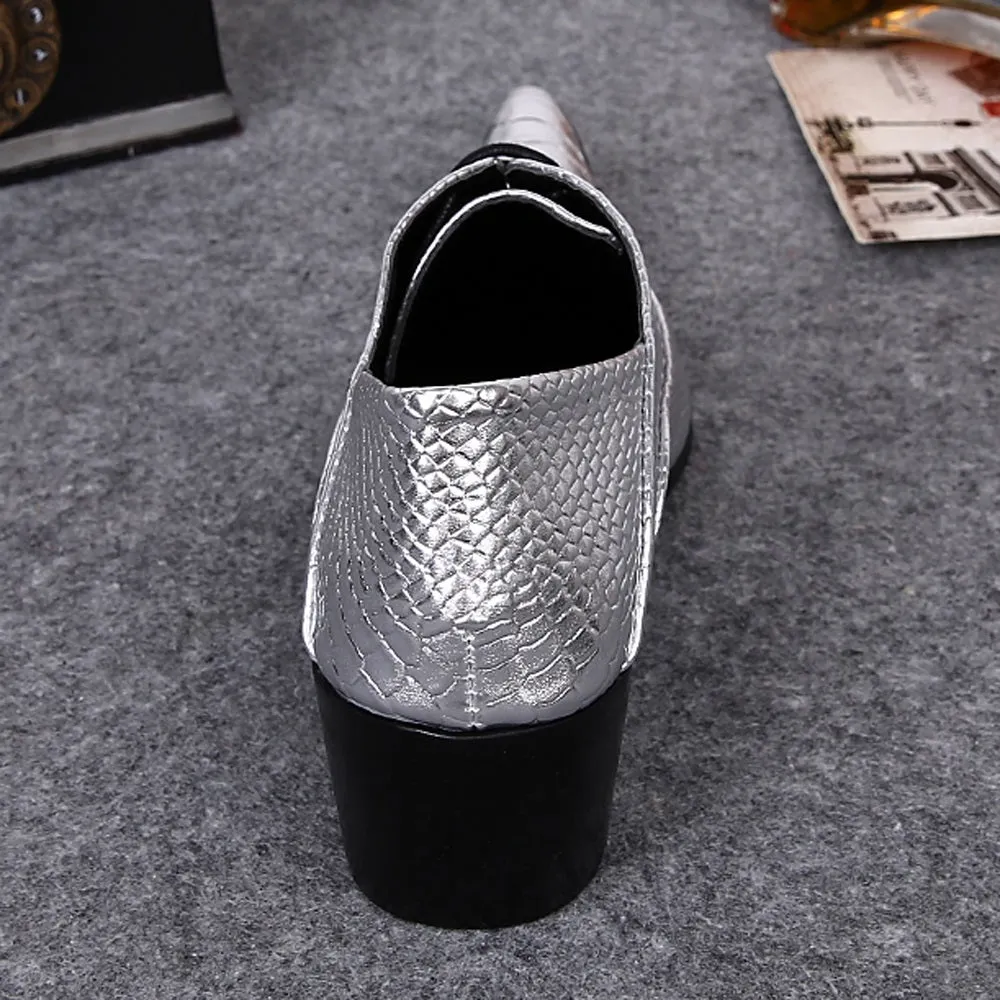 Men Lace Up Pointed Oxford Shoes Animal Pattern