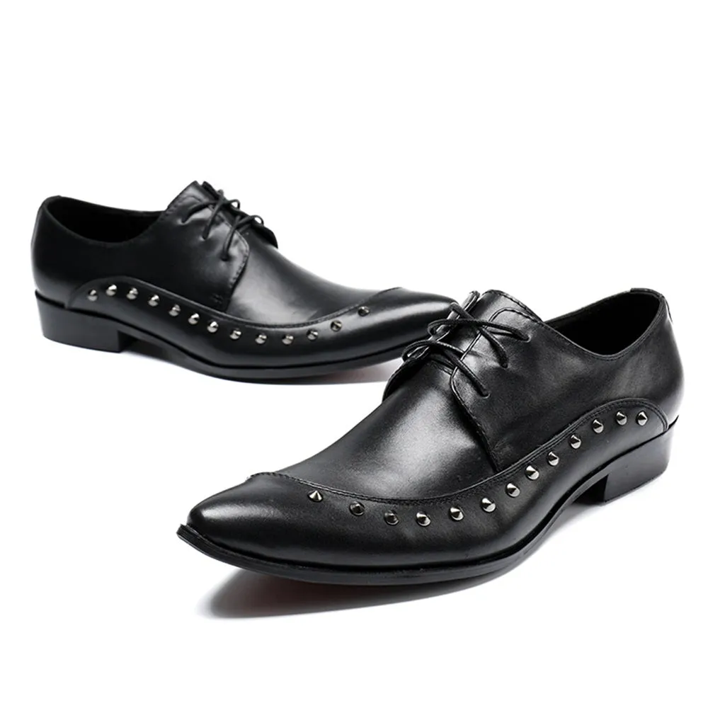 Men Lace Up Pointed Oxofrd Shoes