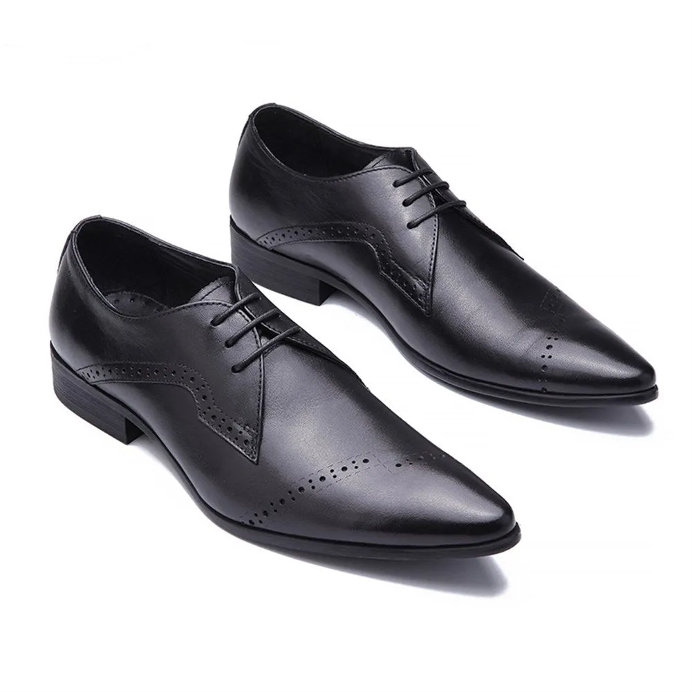 Men Lace Up Pointed Toe Oxford Shoes