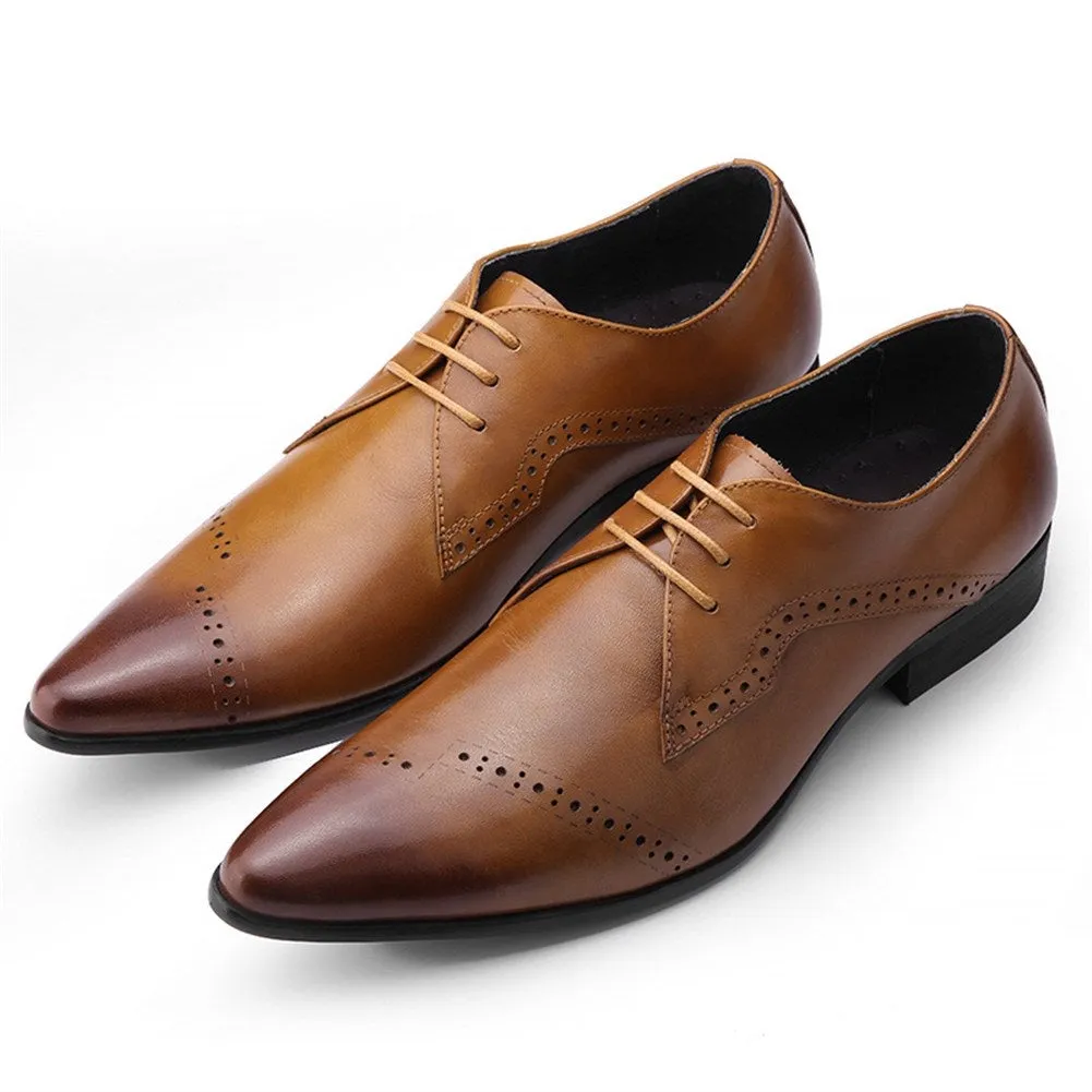 Men Lace Up Pointed Toe Oxford Shoes