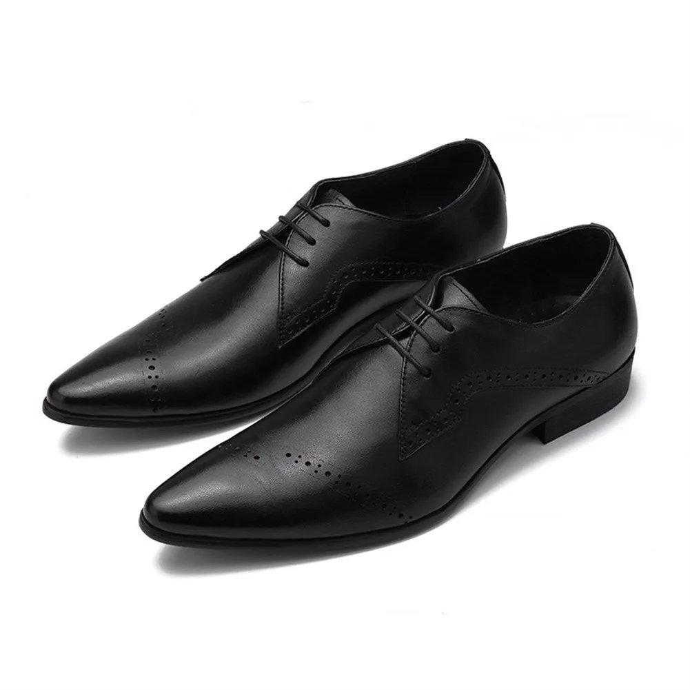 Men Lace Up Pointed Toe Oxford Shoes