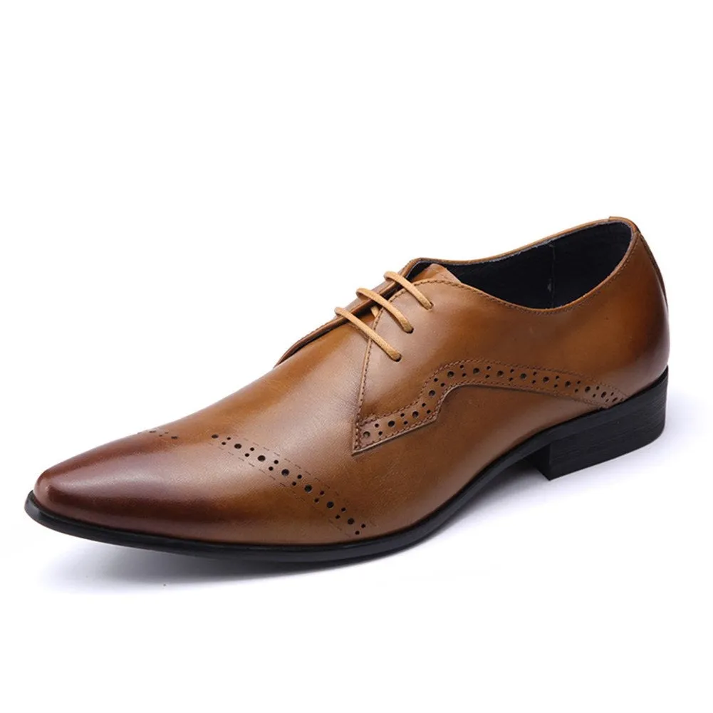 Men Lace Up Pointed Toe Oxford Shoes