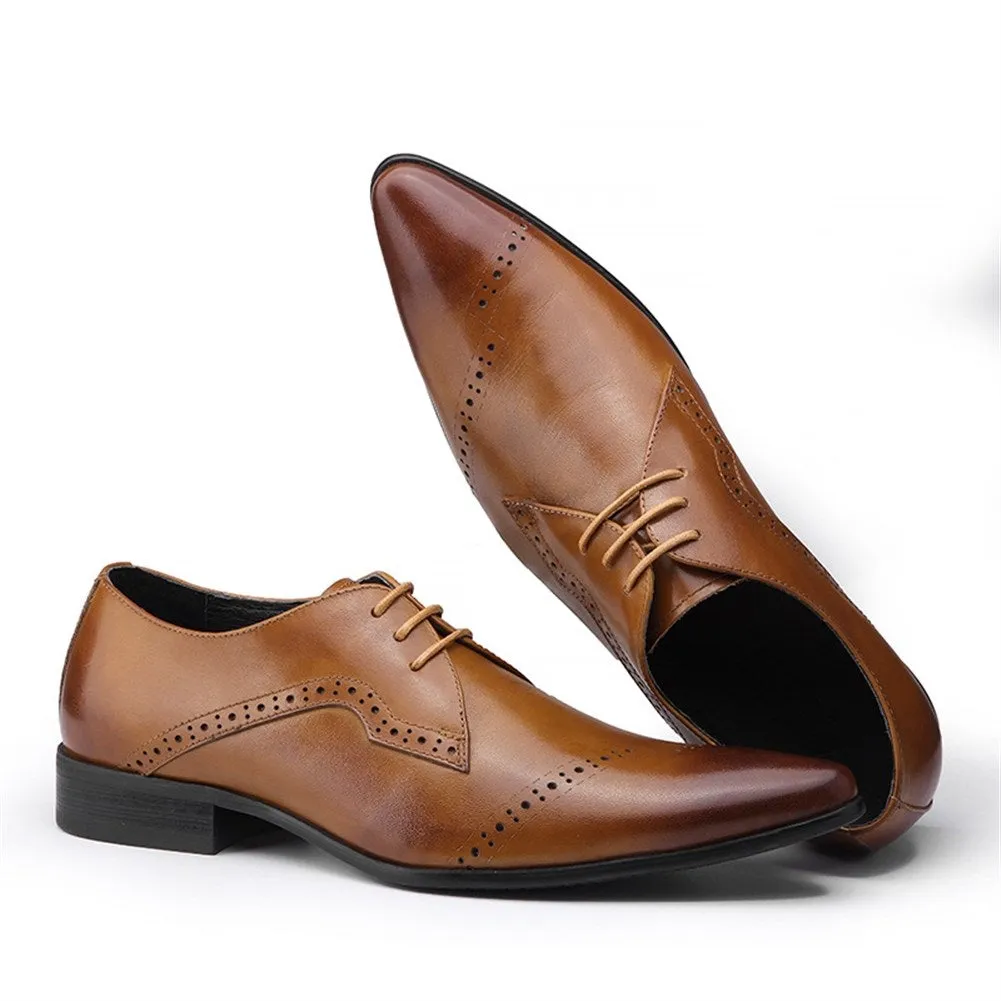 Men Lace Up Pointed Toe Oxford Shoes