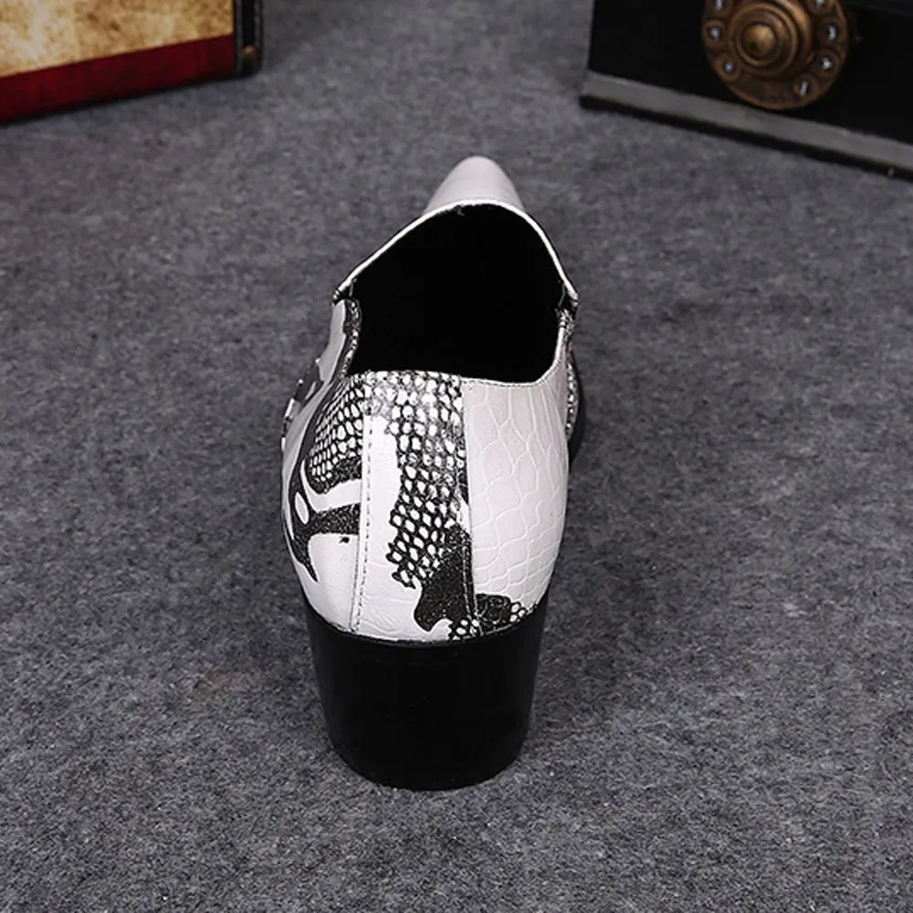 Men Lace Up Pointed White Oxford Shoes