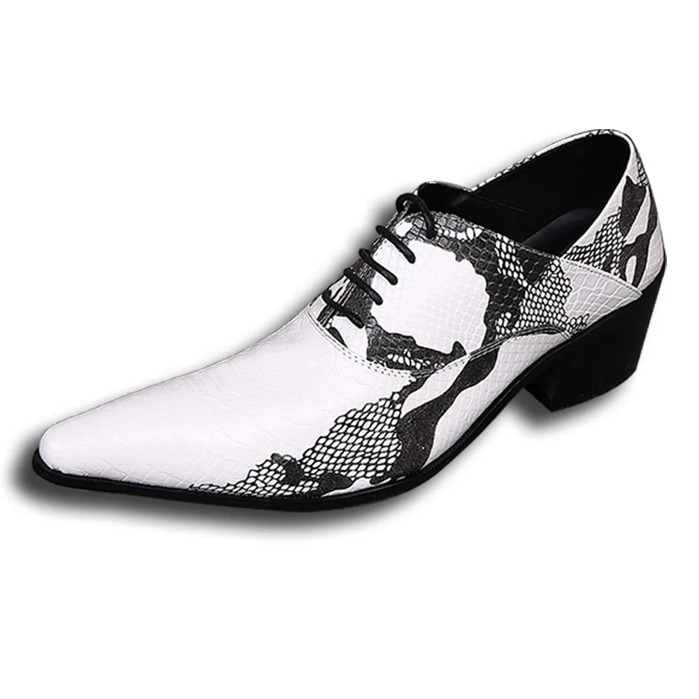 Men Lace Up Pointed White Oxford Shoes