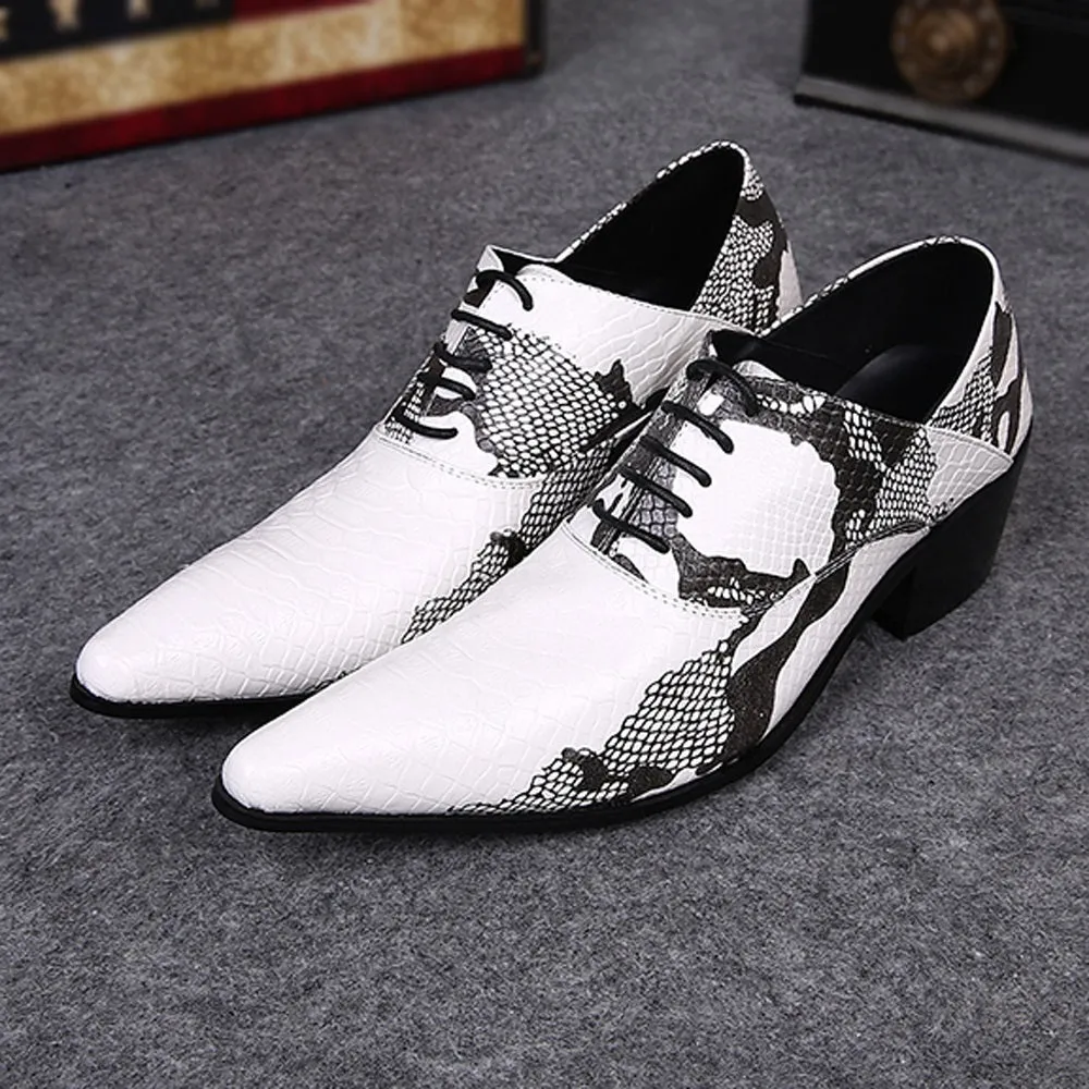 Men Lace Up Pointed White Oxford Shoes