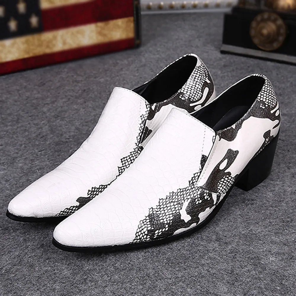 Men Lace Up Pointed White Oxford Shoes