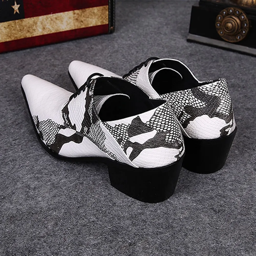 Men Lace Up Pointed White Oxford Shoes