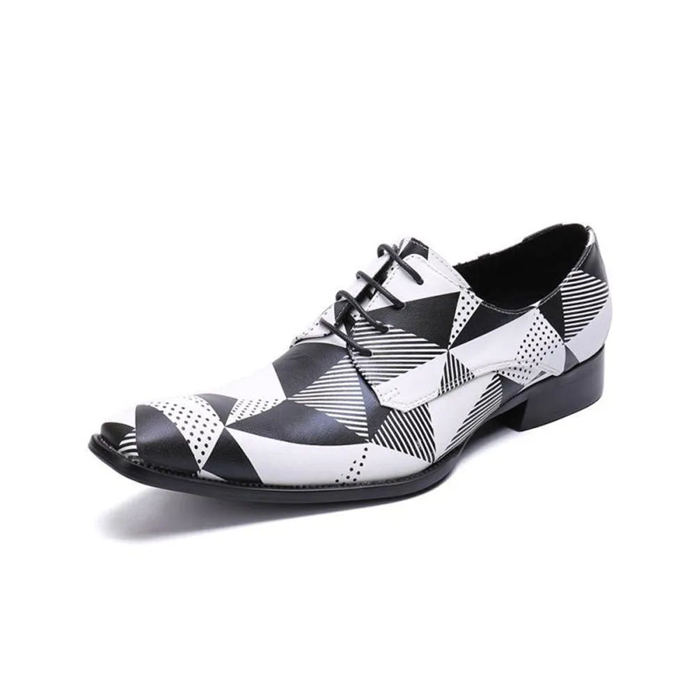 Men Lace Up Printed Oxford Shoes