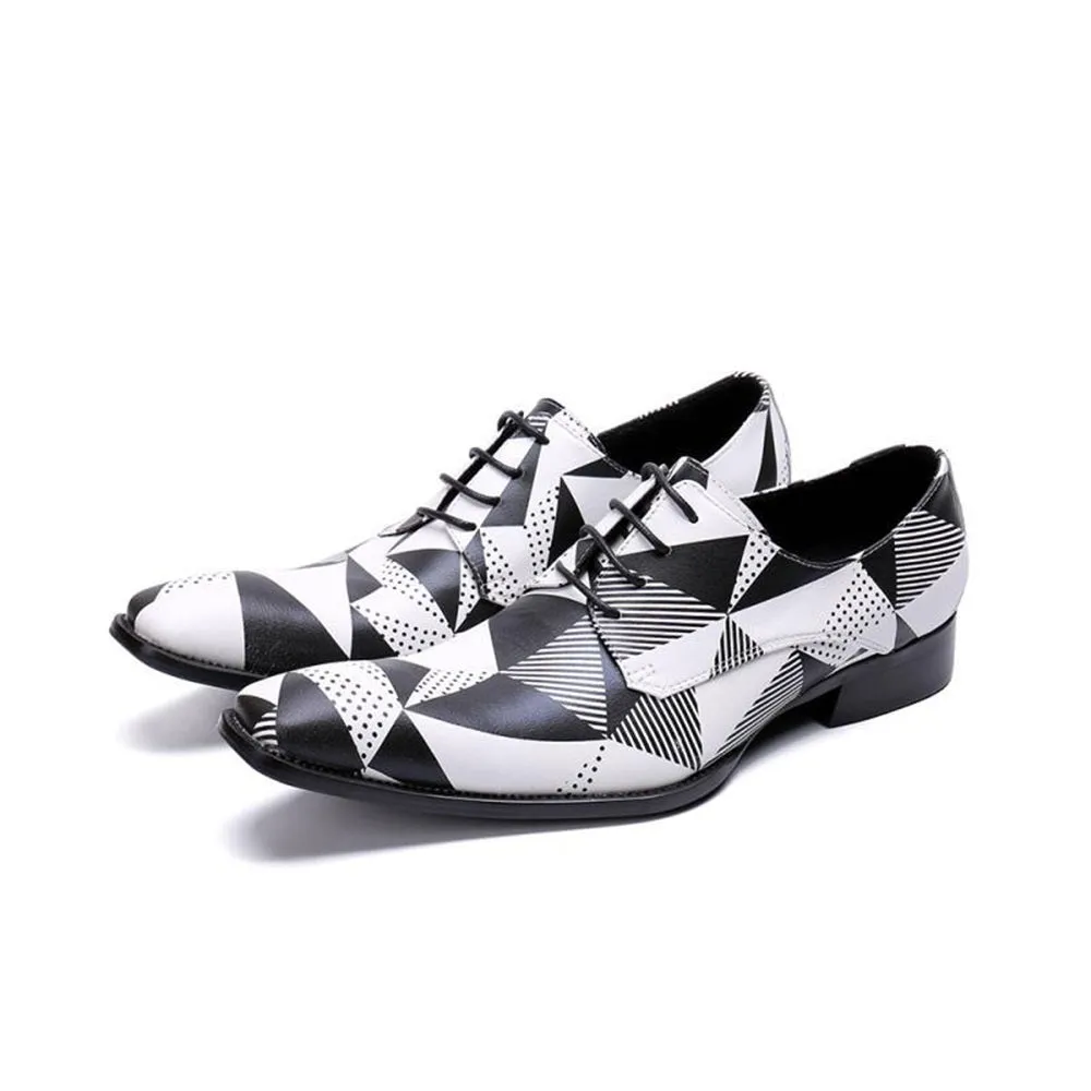 Men Lace Up Printed Oxford Shoes