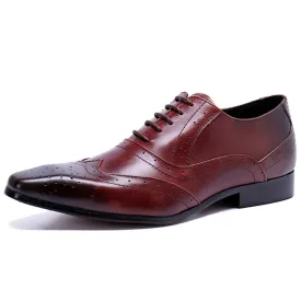 Men Lace Up Wing Tip Square Toe Oxford Shoes