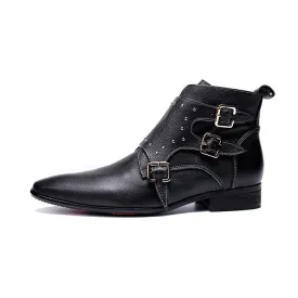 Men Monk Strap Zip Boots with Decoration