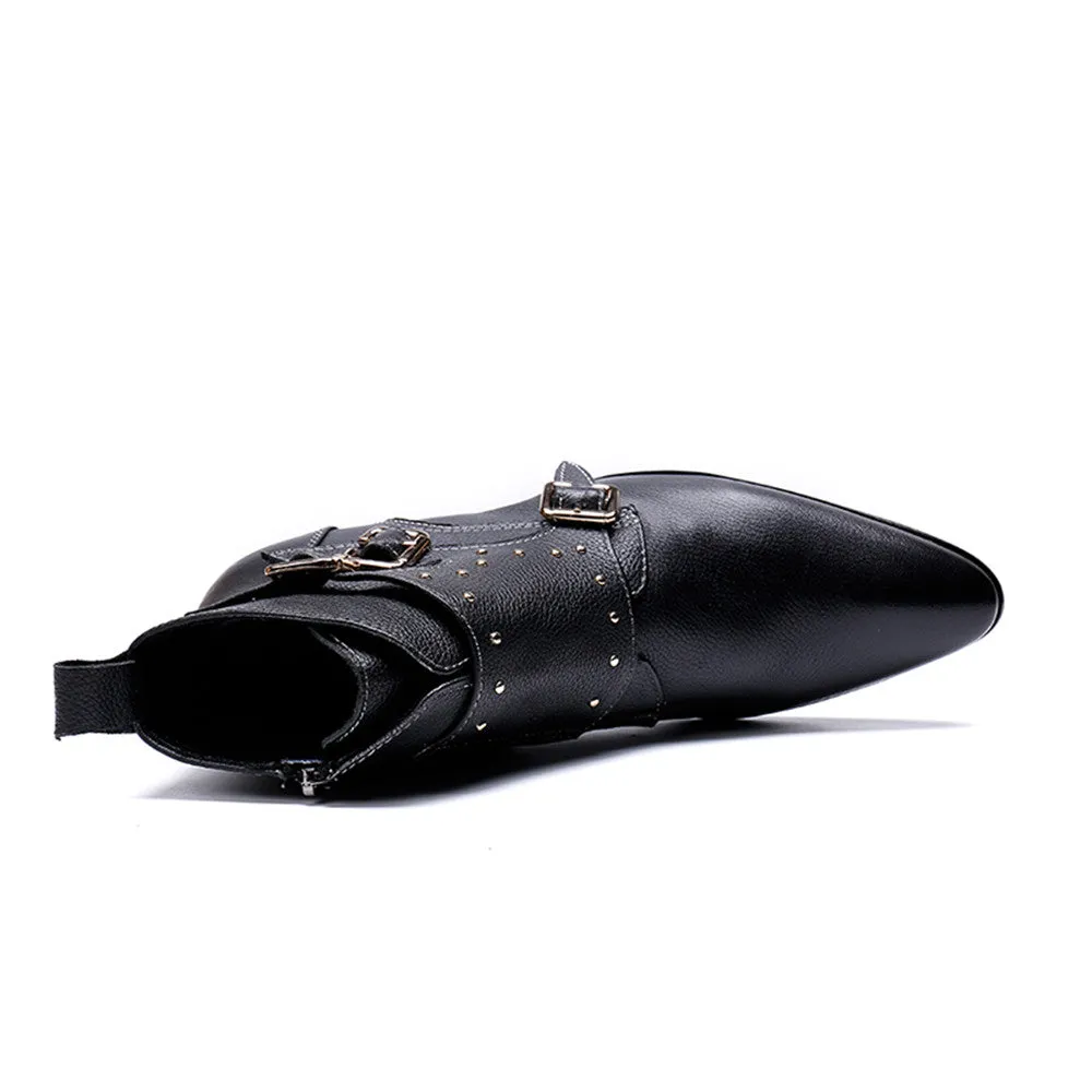 Men Monk Strap Zip Boots with Decoration