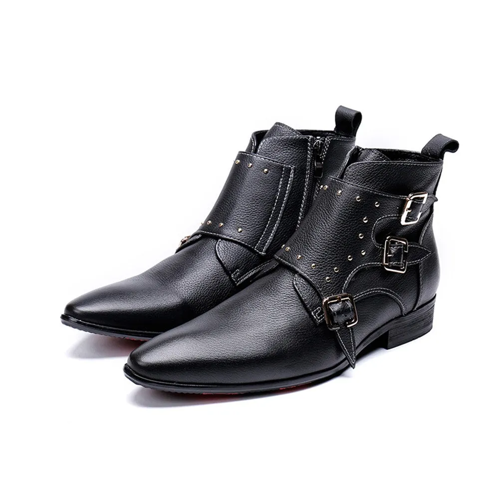 Men Monk Strap Zip Boots with Decoration