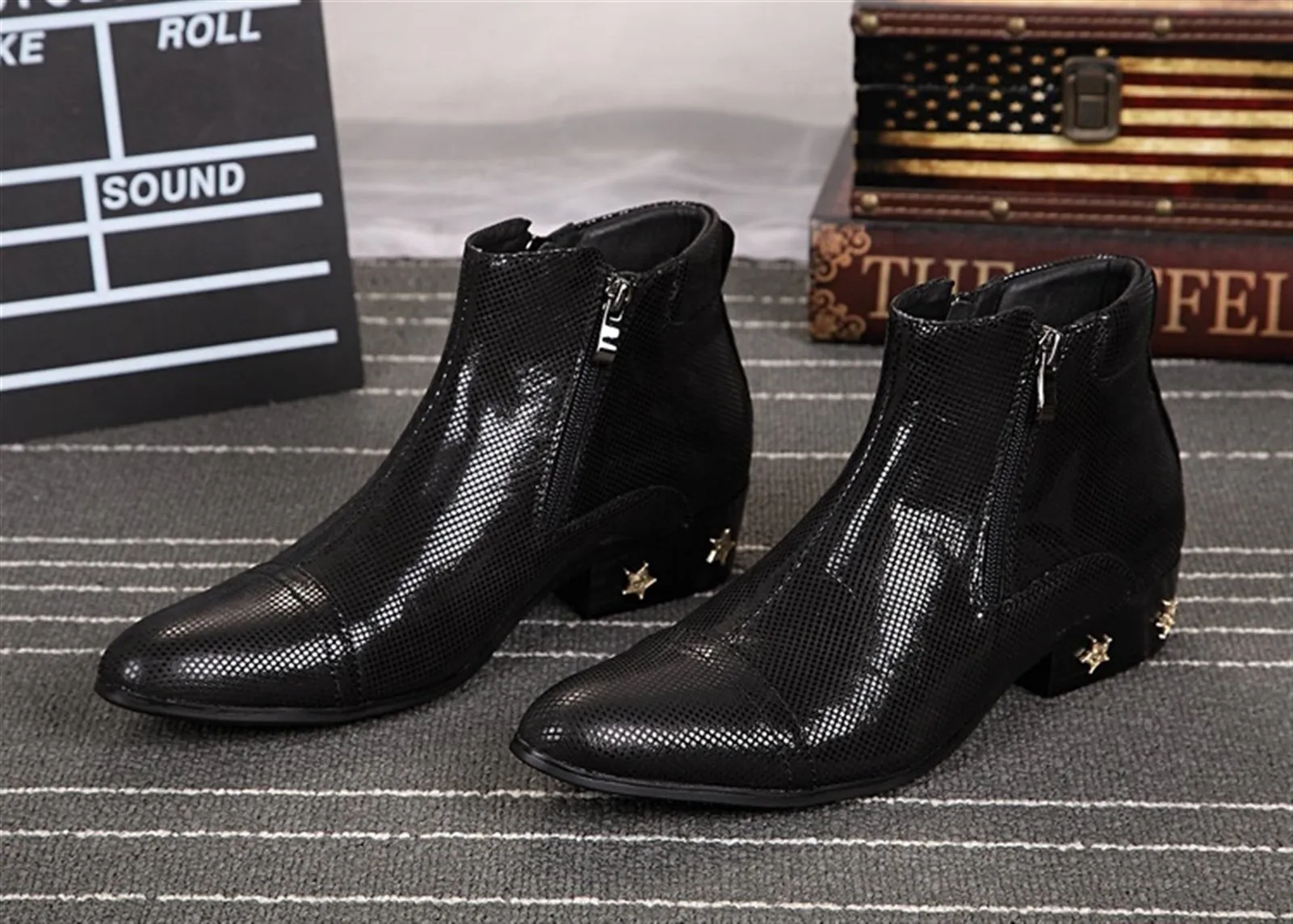 Men Patent Leather Ankle Boots