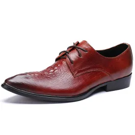 Men Pointed Low Heel Lace Up Oxford Shoes