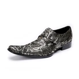 Men Pointed Printed Monk Strap Oxford Shoes