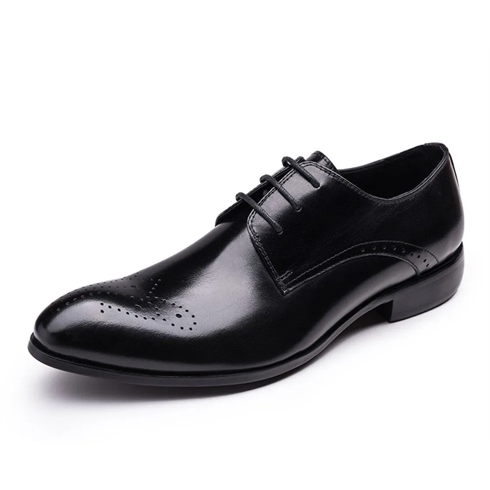 Men Round Toe Brogue Lace Up Formal Dress Shoes