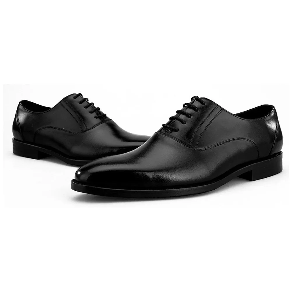 Men Round Toe Lace Up Black Formal Shoes