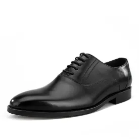 Men Round Toe Lace Up Black Formal Shoes