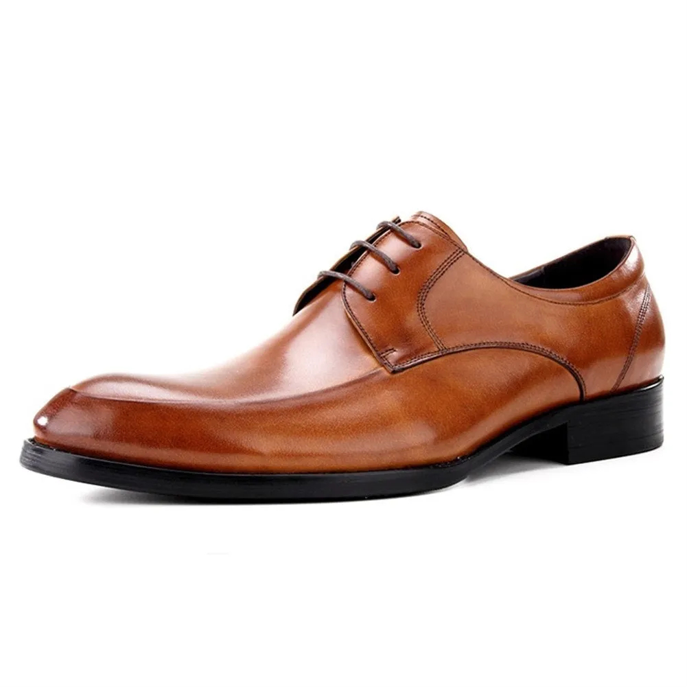 Men Round Toe Lace Up Flat Formal Shoes