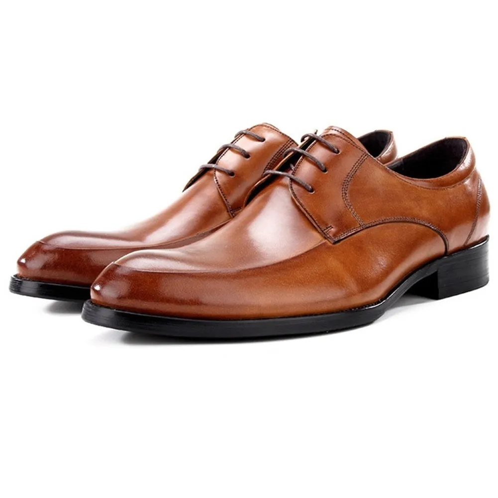 Men Round Toe Lace Up Flat Formal Shoes