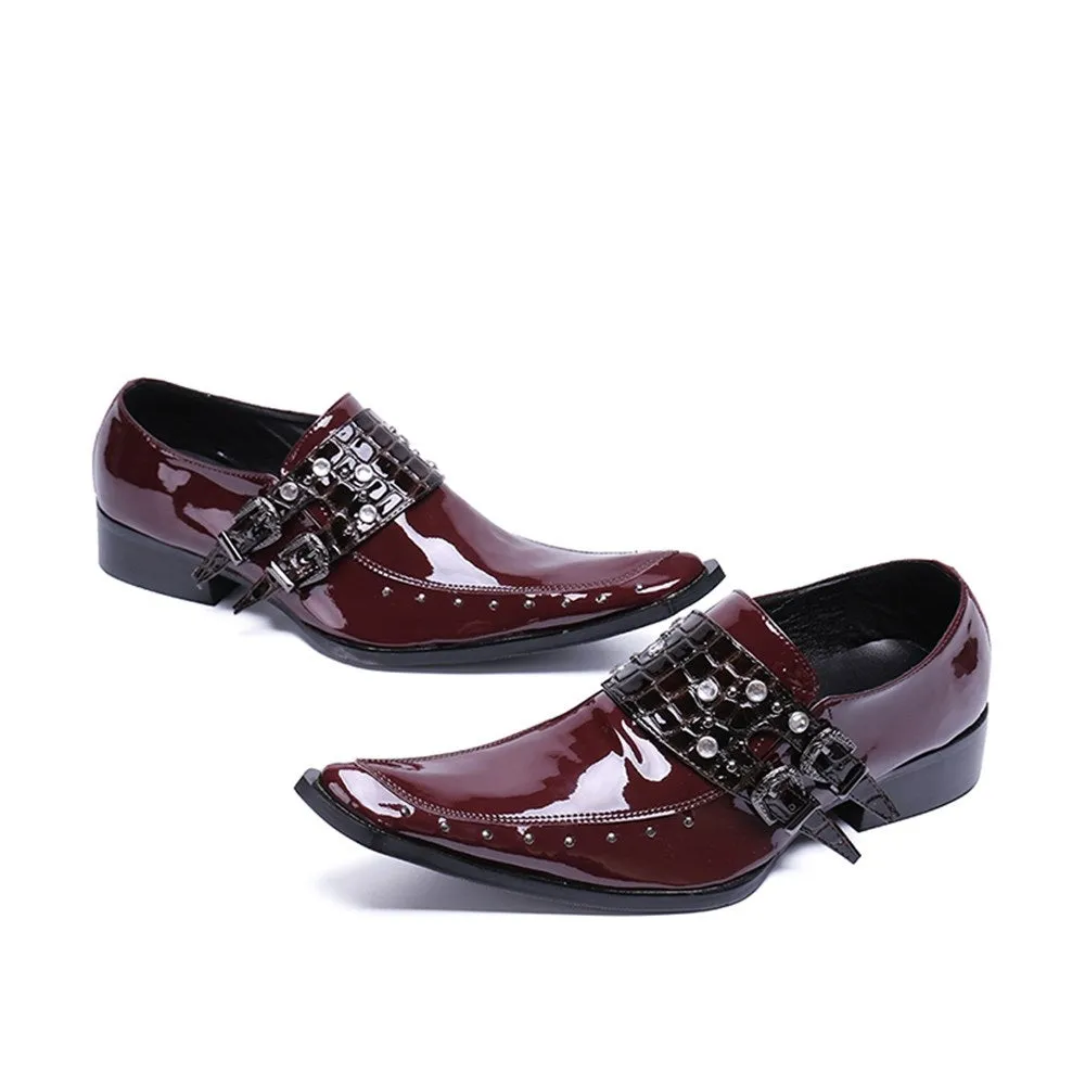 Men Slip On MonK Strap Pointed Oxford Shoes