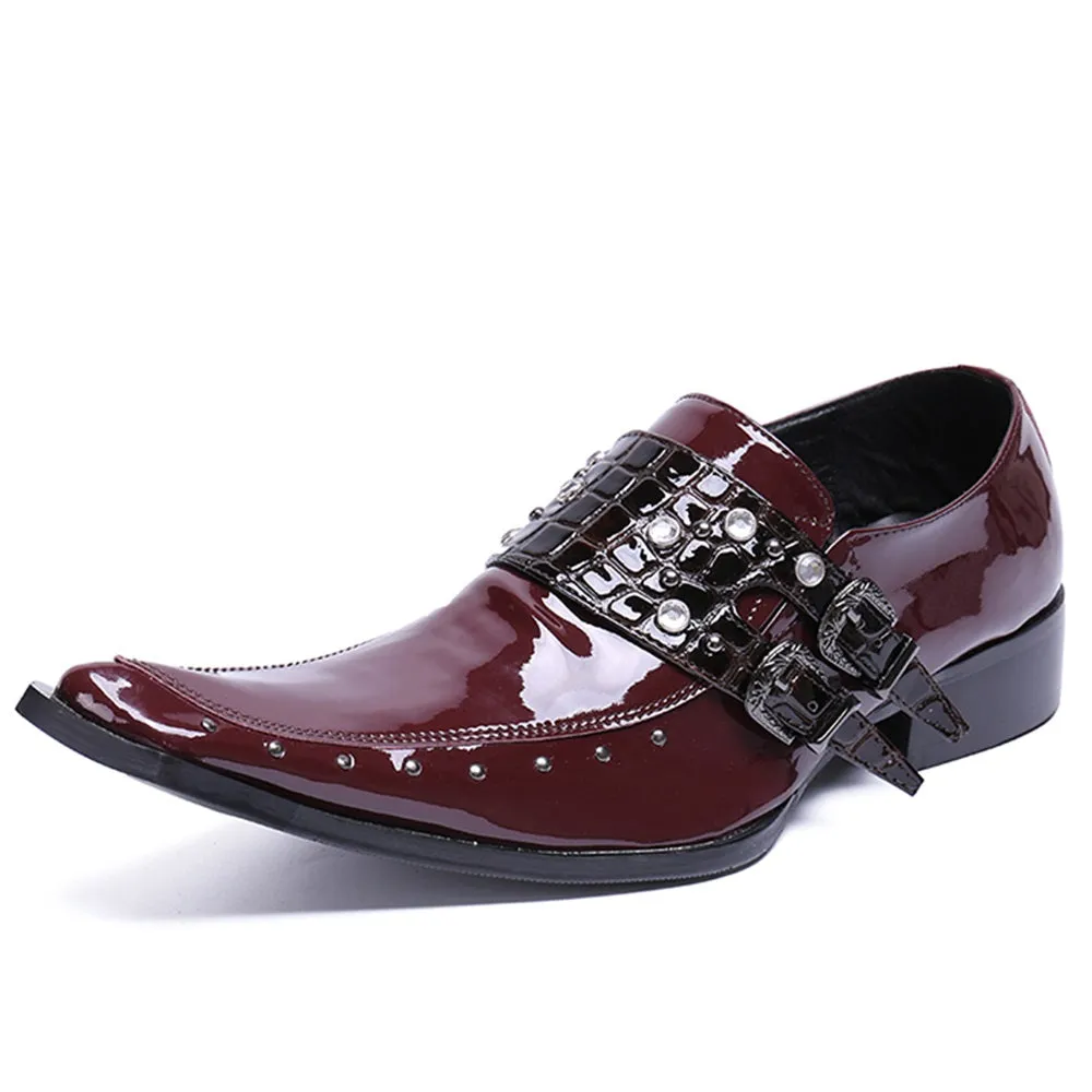 Men Slip On MonK Strap Pointed Oxford Shoes