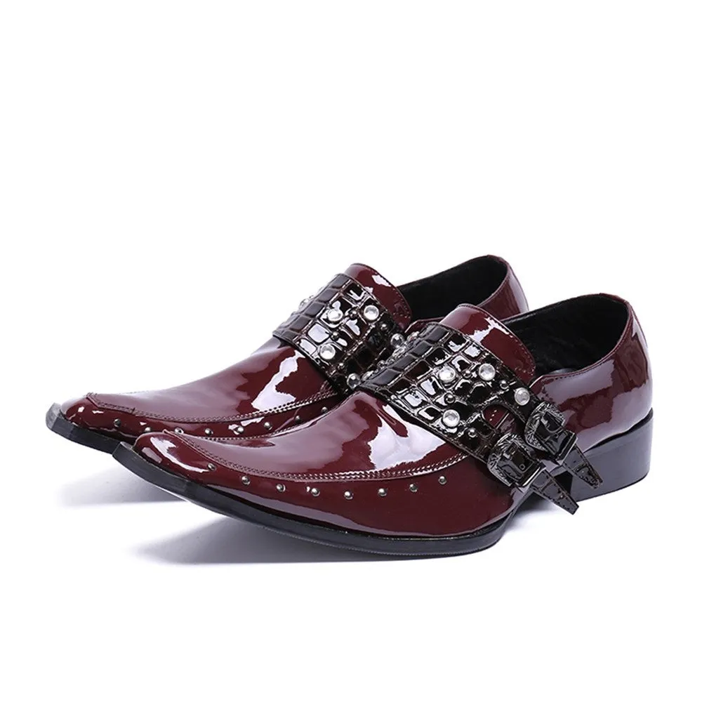 Men Slip On MonK Strap Pointed Oxford Shoes