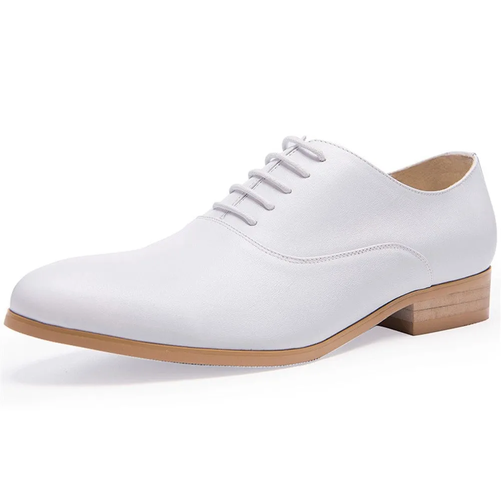 Men Solid White Genuine Leather Formal Shoes