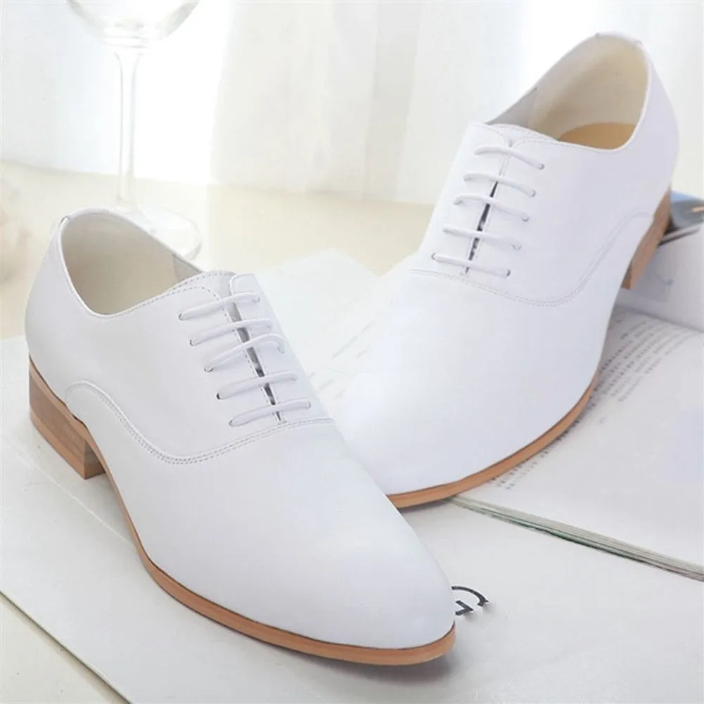 Men Solid White Genuine Leather Formal Shoes