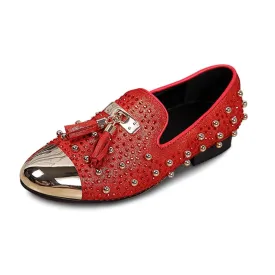 Men Tassel Decoration Red Studs Formal Shoes