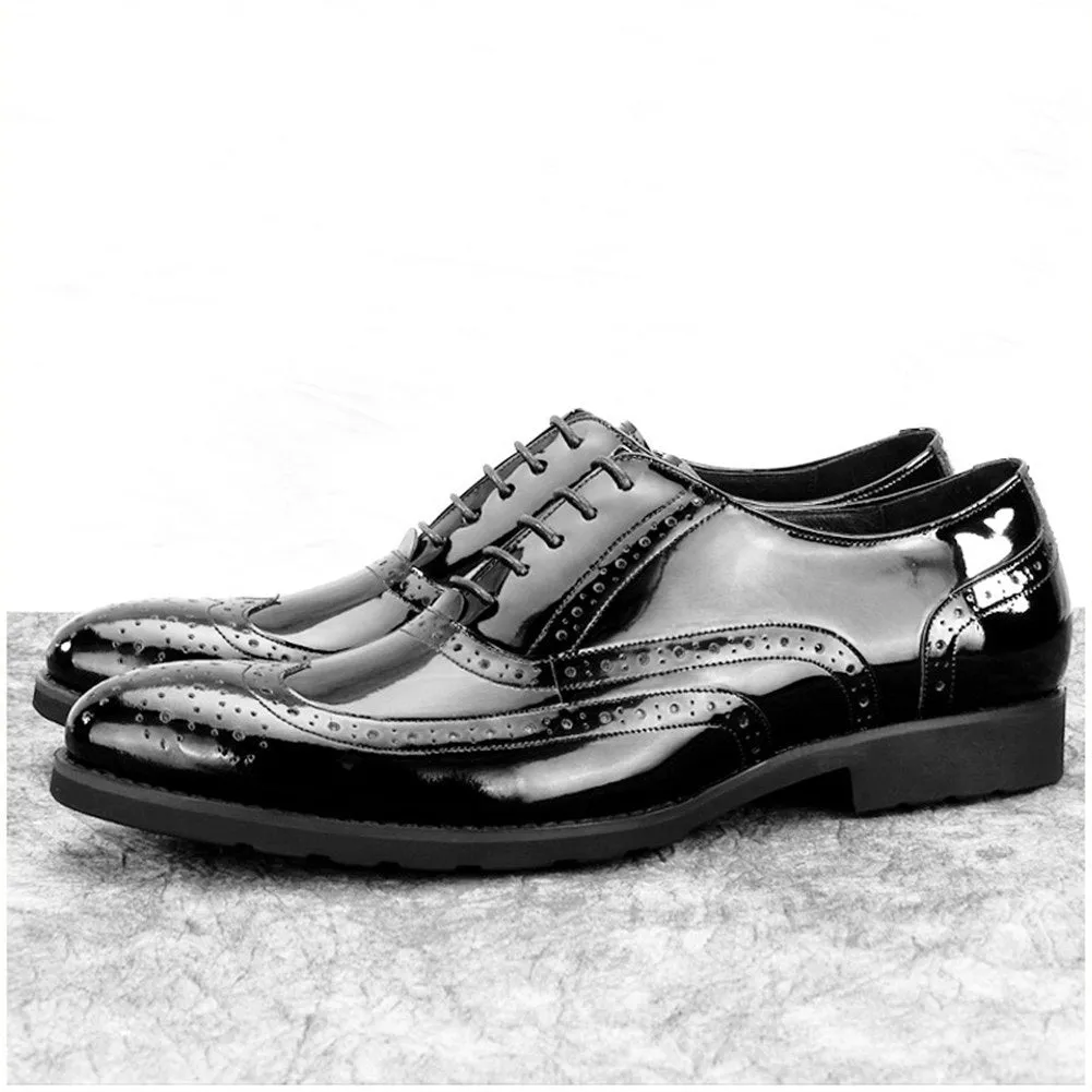 Men Wing Tip Brogue Lace Up Flat Formal Shoes