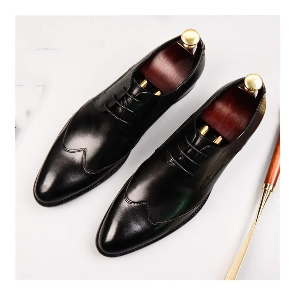 Men Wing Tip Lace Up Pointed Oxford Shoes