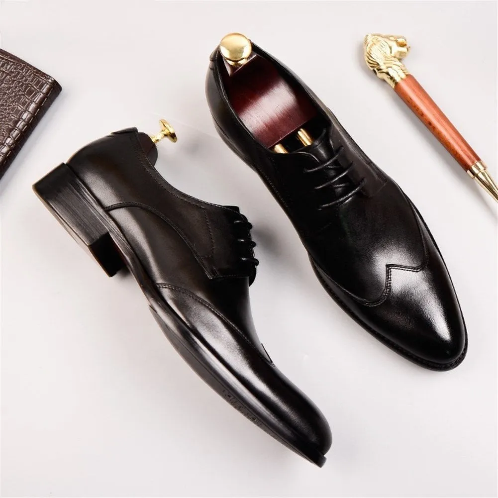 Men Wing Tip Lace Up Pointed Oxford Shoes