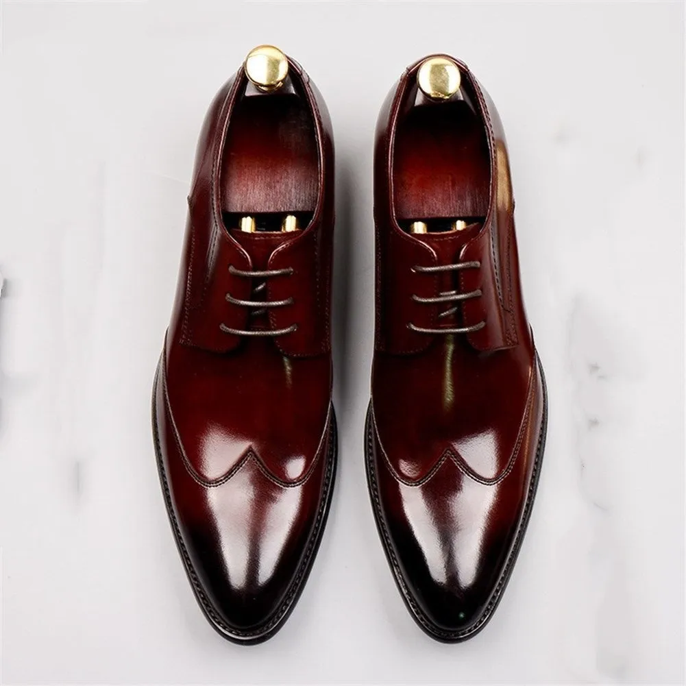 Men Wing Tip Lace Up Pointed Oxford Shoes