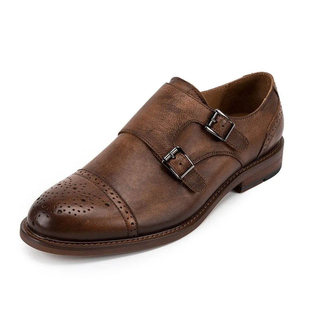 Men WingTip Brogue Monk Strap Shoes