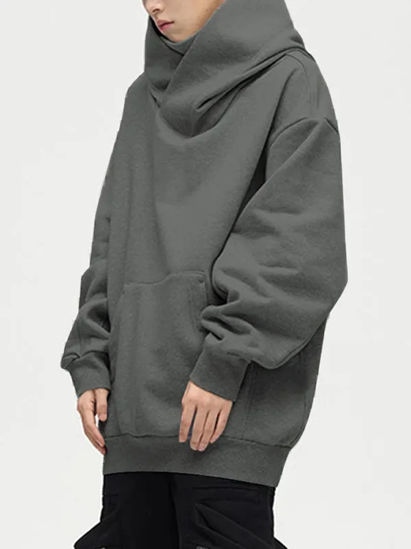 Mens Deconstructed Solid Color Pullover Hoodie SKUK76393