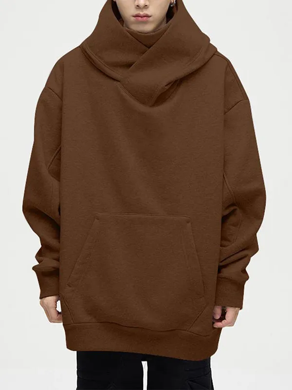 Mens Deconstructed Solid Color Pullover Hoodie SKUK76393