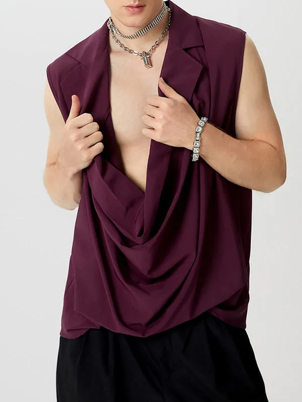 Mens Draped Neck Solid Color Tank SKUK72352