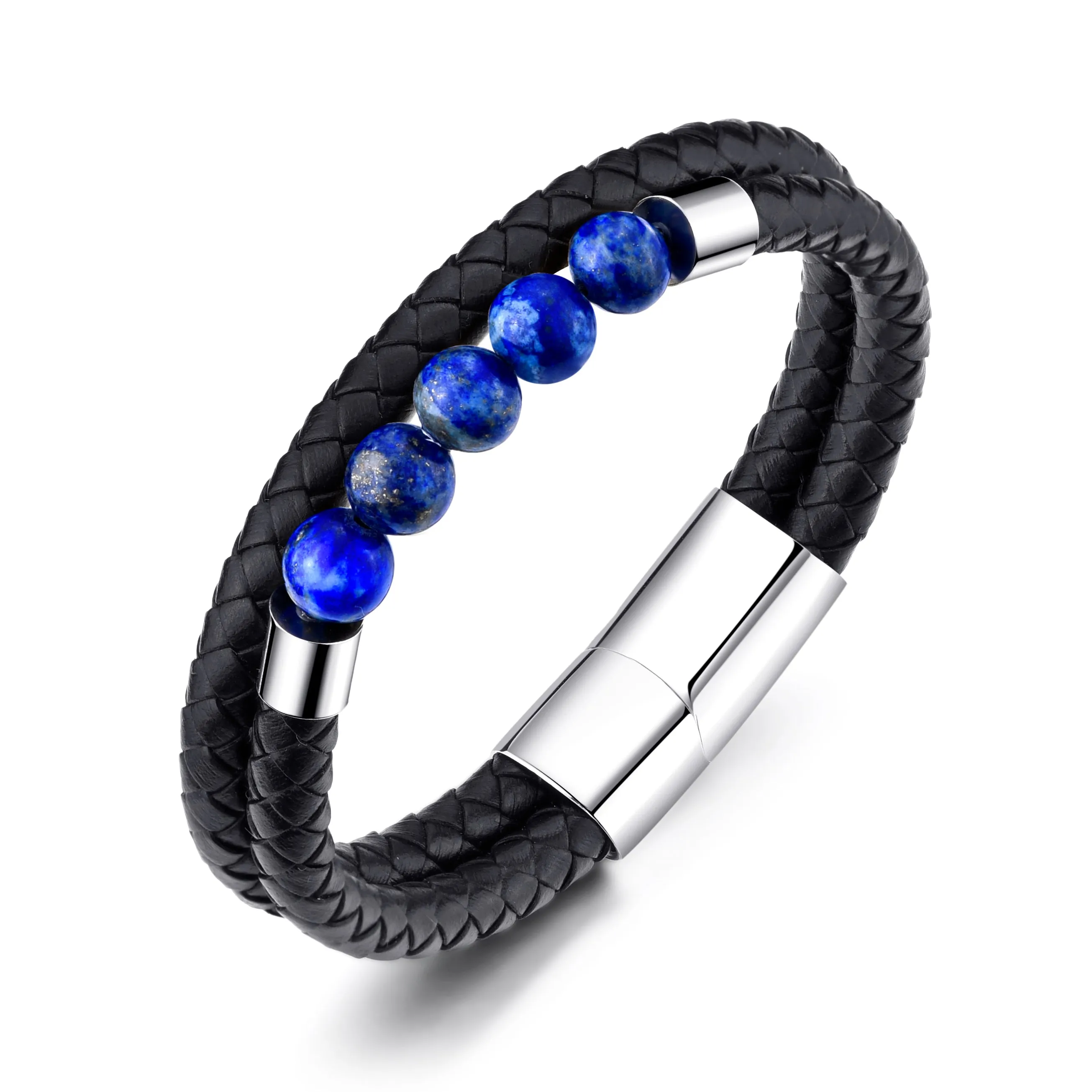 Men's Lapis Genuine Leather Bracelet